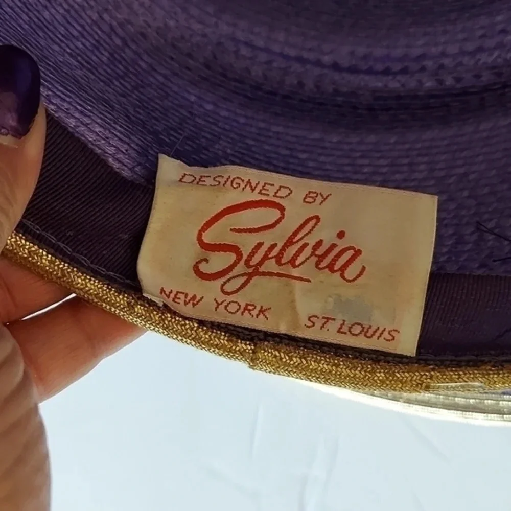 Vintage Sylvia Purple Gold Unique‎ Woven Hat